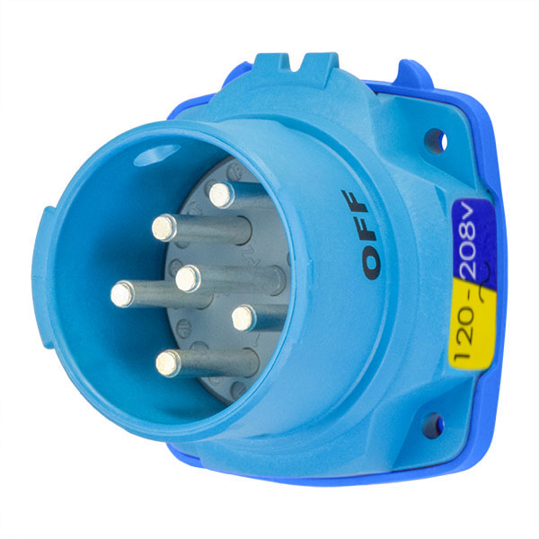 63-38166-972 - DSN30 INLET POLY BLUE SIZE 2 TYPE 4X IP 69 2P+N+G 30A 120/208 VAC 60 Hz +2 AUX